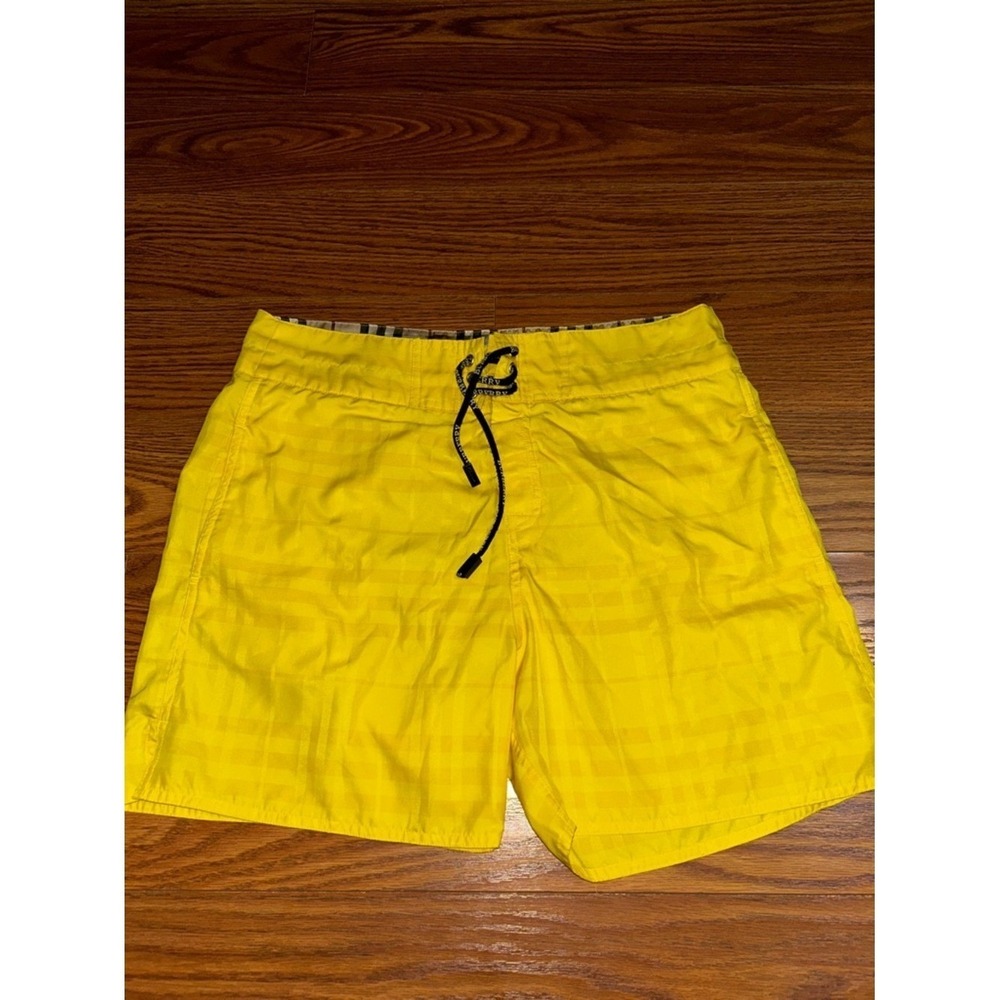 Y2K Rare Burberry London Drawstring  Men's Bright Yellow Board Short Swim Shorts